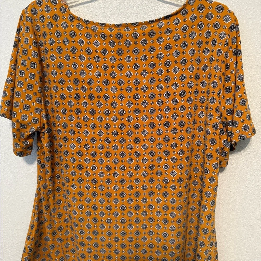 Michael Kors Golden Yellow Draped Short Sleeve Blouse XL